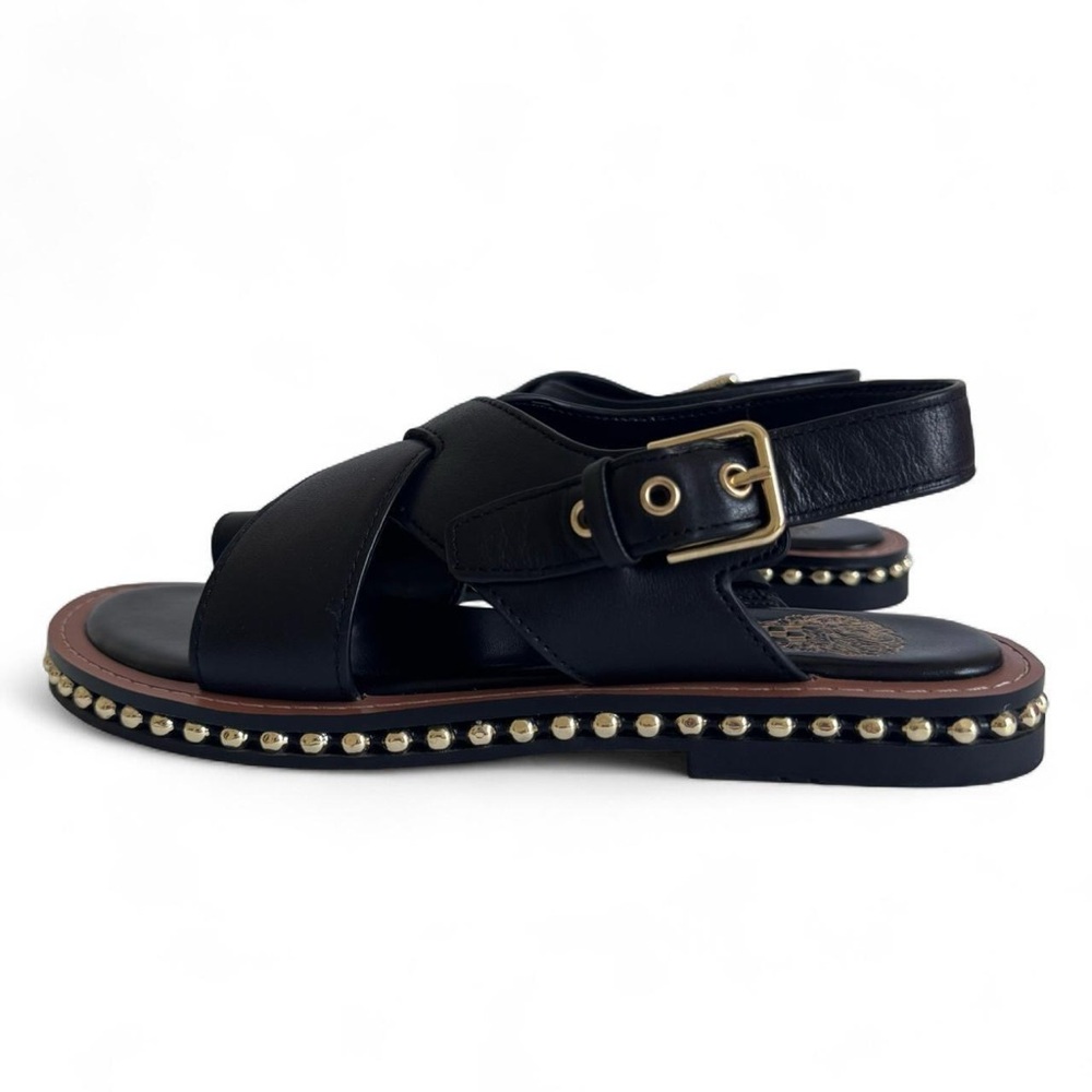 Vince Camuto Ciela Slingback Black Sandal with Gold Detailing Size 7 - Picture 4 of 7